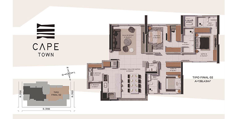 Vista 4 do Ed. Cape Town situado em BC