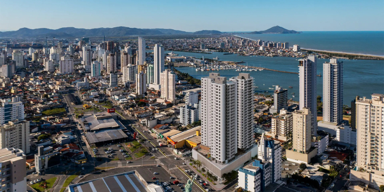 Fachada do Edifício Fazenda Garden na Praia Brava, Itajaí, SC