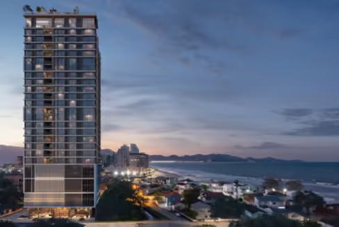 Fachada do Edifício Sunhaus Tower - Balneário Perequê, Porto Belo