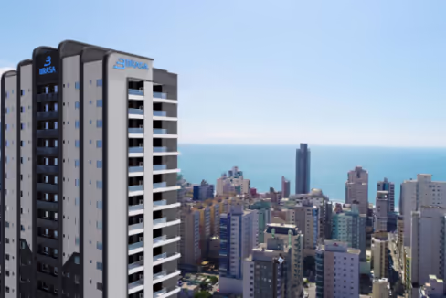 Fachada do Edifício Queen Tower - Meia Praia, Itapema